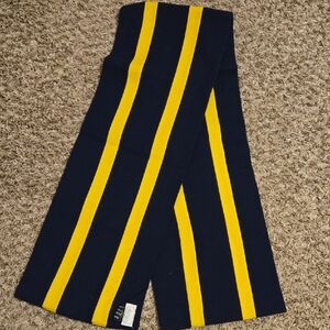 Harrods Navy and Yellow Striped Scarf.